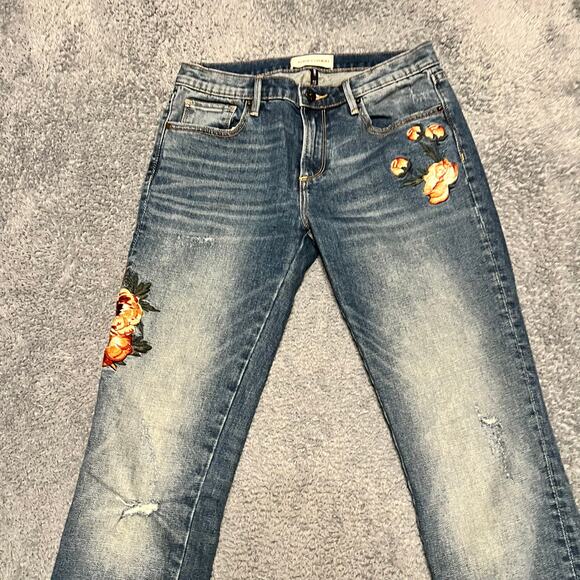 DRIFTWOOD Jeans Womens 26 Distressed Stretch Audrey Embroidered Boho Cottagecore - Picture 2 of 10